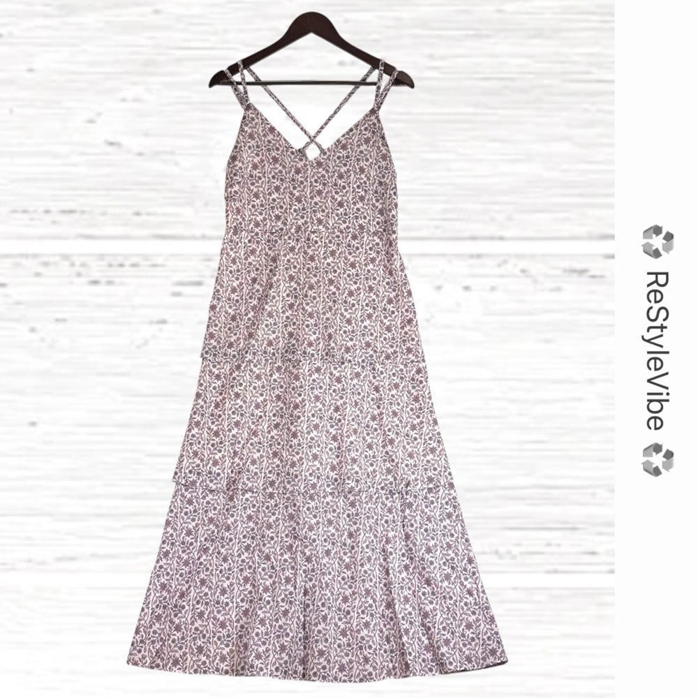 BANANA REPUBLIC Women’s Size M Dress Maxi Ruffle Spaghetti Straps Floral Cotton